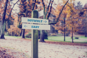 Opposite directions towards difficult and easy